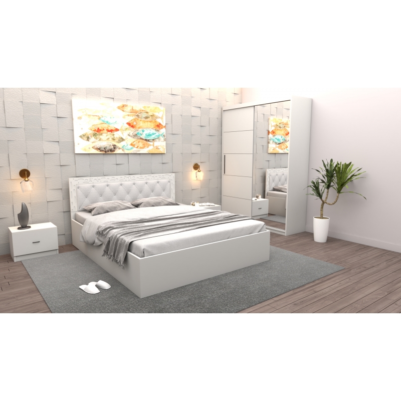 Set Dormitor Maia Alb Pat 160 cm x...