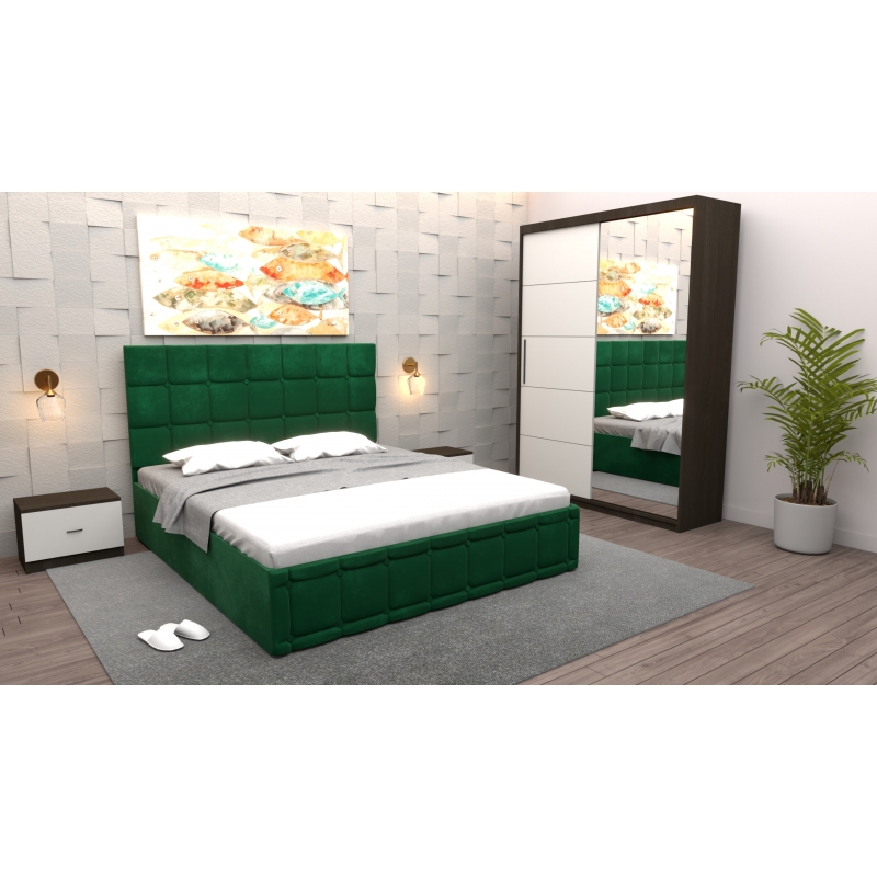 Dormitor Regal cu Pat Tapitat Verde...