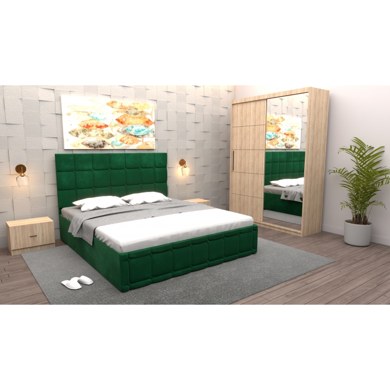 Dormitor Regal cu Pat Tapitat Verde...