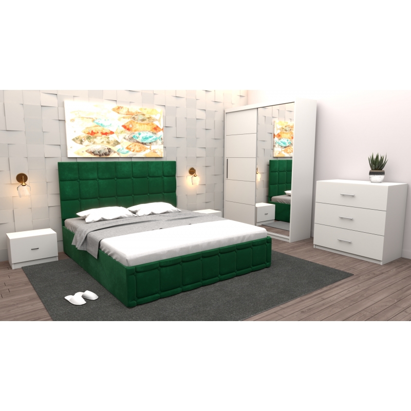 Dormitor Regal cu Pat Tapitat Verde...
