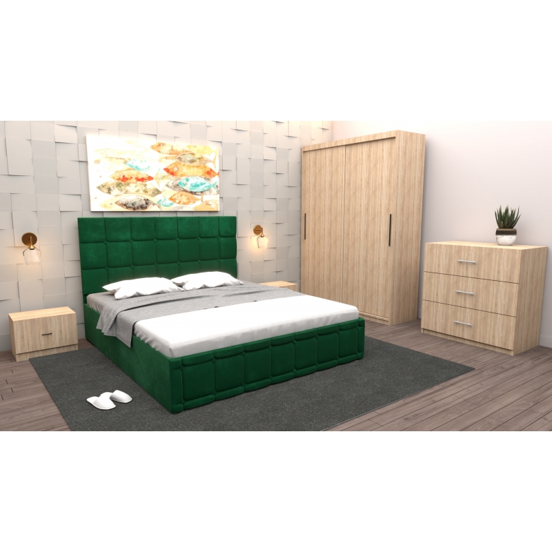 Dormitor Regal cu Pat Tapitat Verde...