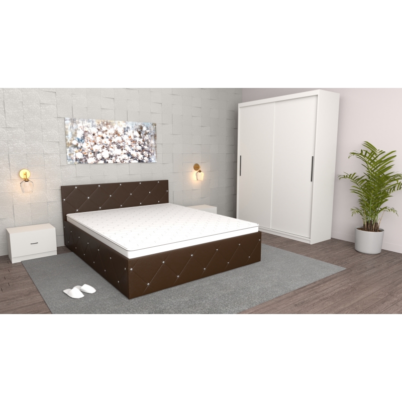 Dormitor Milano Wenge Alb cu Dulap...