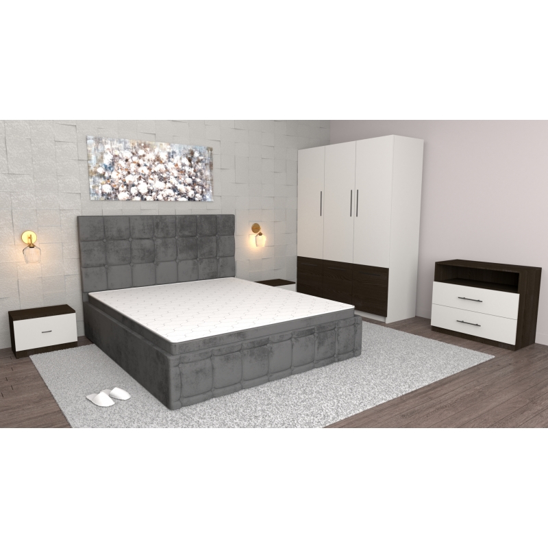 Dormitor Regal Gri Wenge cu Comoda Tv...
