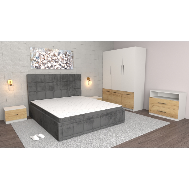 Dormitor Regal Gri Oak Craft cu...