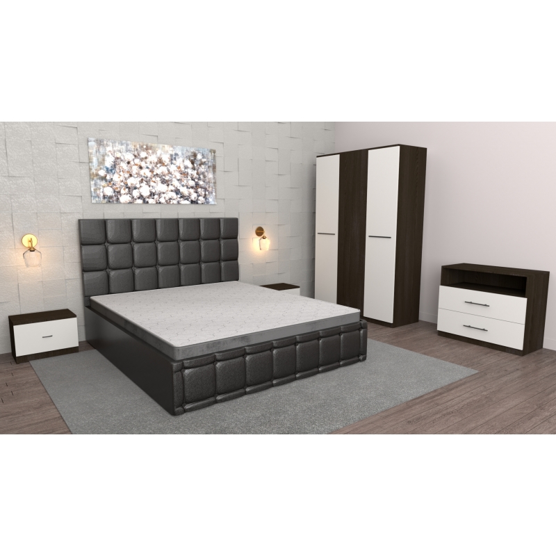 Dormitor Regal Negru Wenge cu Comoda...