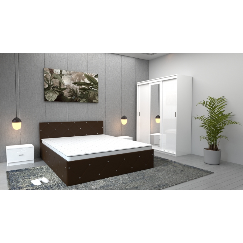 Dormitor Milano Wenge Alb cu Dulap...