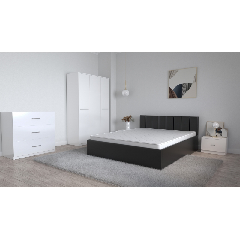 Set Dormitor Oliver Pat tapitat Negru...