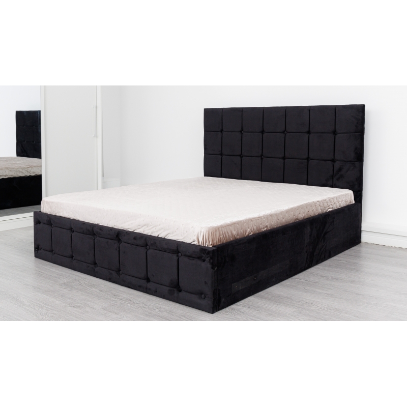 Pat Regal Negru tapitat 160x200 din...