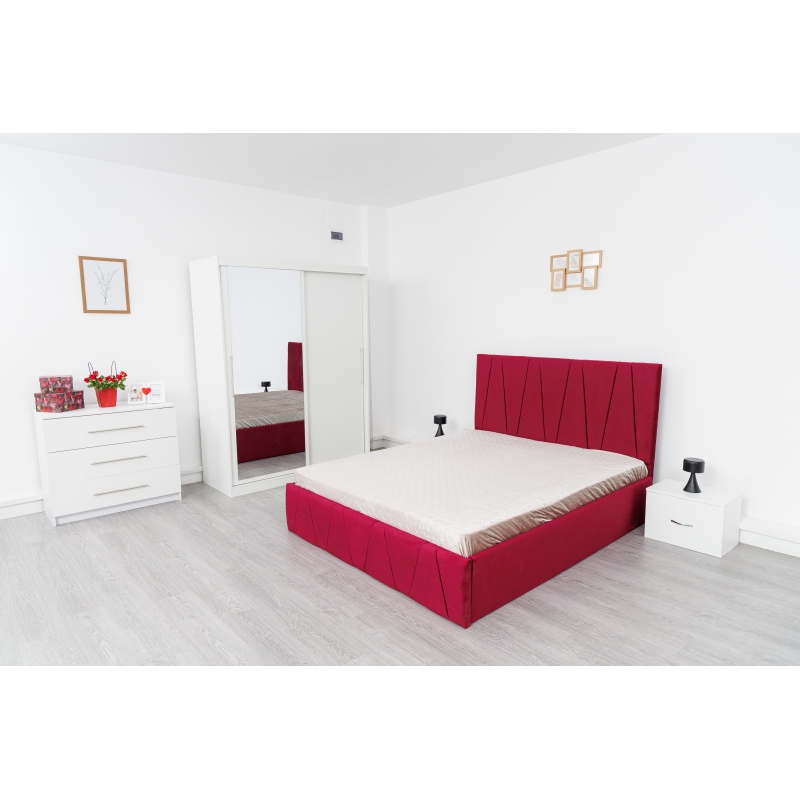 Dormitor Complet Eric Alb Bordo cu...
