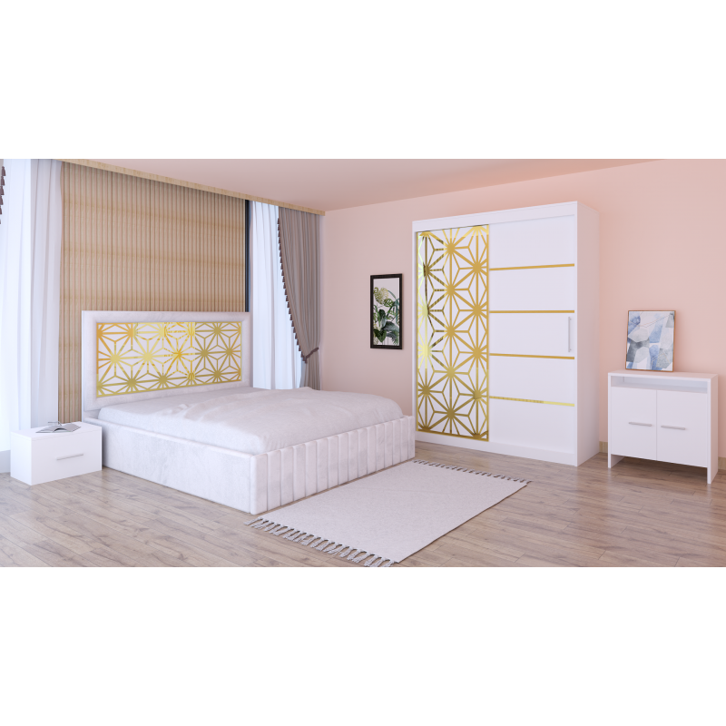 Dormitor Stefan Alb COD103  Cu Pat...