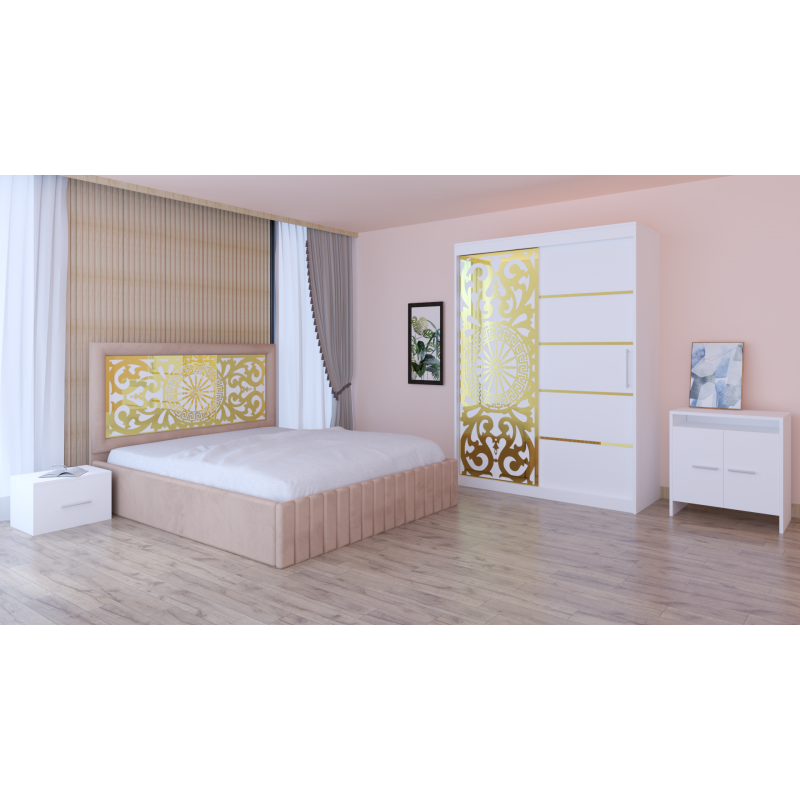 Dormitor Stefan Alb COD122  Cu Pat...