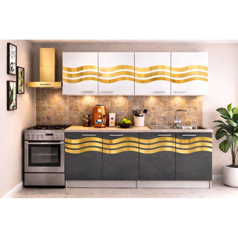 Bucatarie Amelia 180 cm Gri Alb...